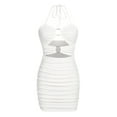 thumbnail image 3 of ZAFUL for Women Prom Dress or Cocktail Dress Evening Part Dress Cutout O Ring Halter Ruched Slinky Dress White S, 3 of 9