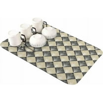 Yellow Black Dish Drying Mat for Kitchen Counter, Super Absorbent Quick Dry Coffee Bar Mat Pad Thin Diatomaceous Sink Mat Non Slip Dish Drainer Mat 16''''x18'''' Modern Contemporary Floral Art Vintage