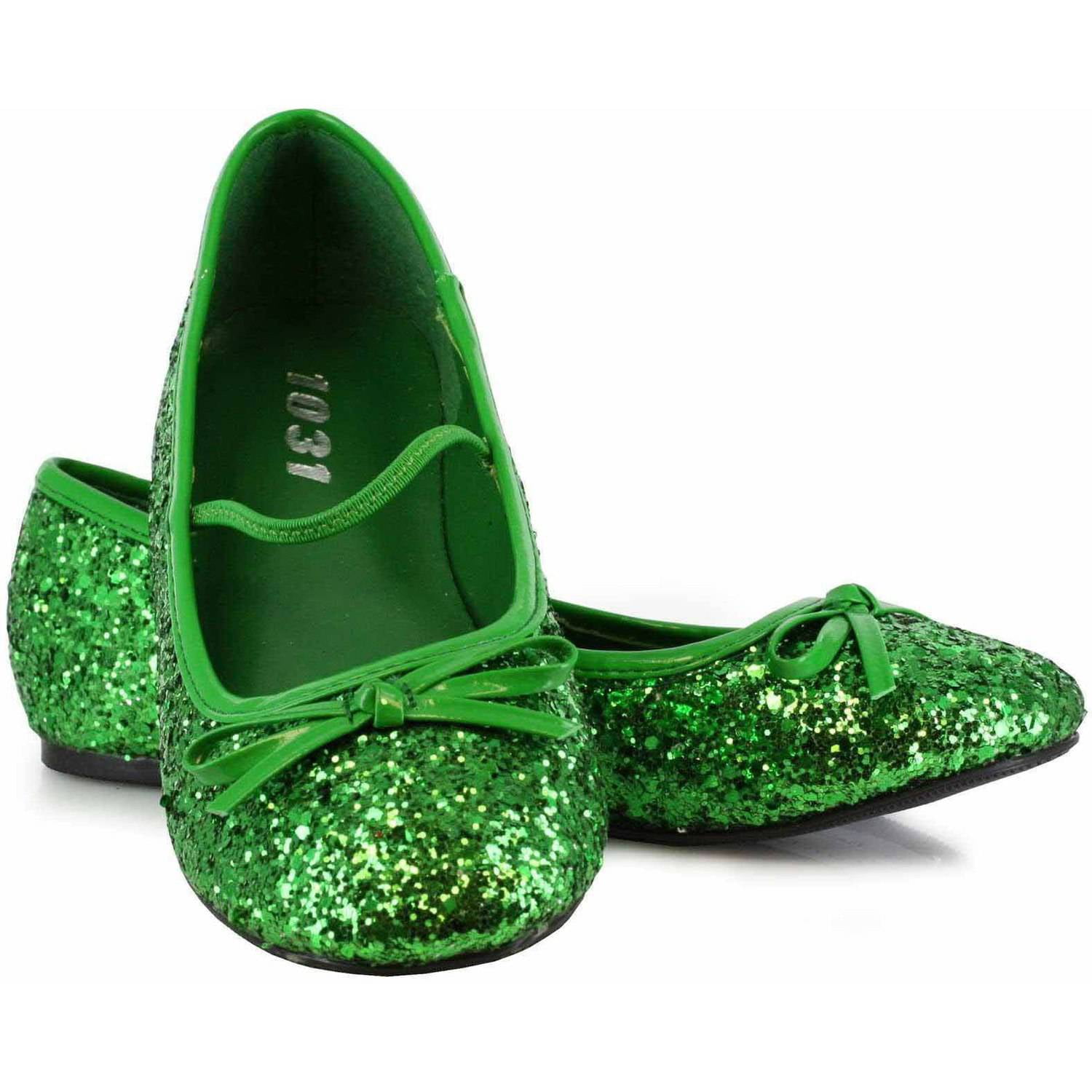 green sparkly flats