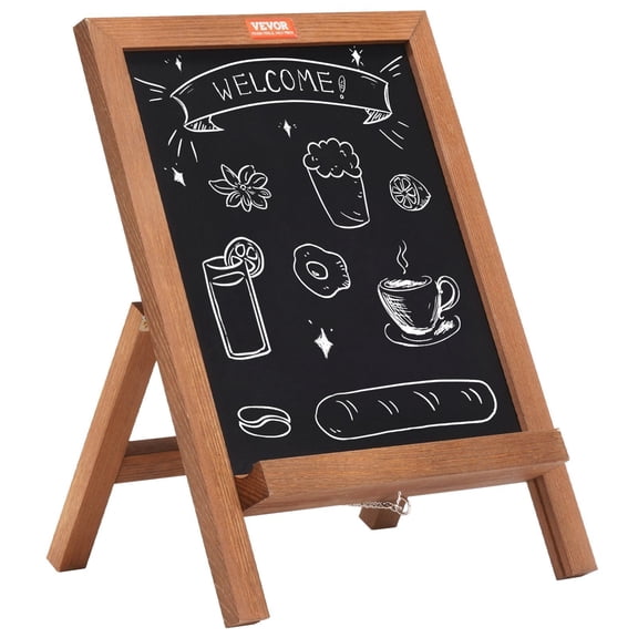 Tabletop Chalkboard Sign,  Vintage Wooden Magnetic Chalk Board, Rustic Brown Chalk Boards, Message Signs with Chalks, Freestanding Framed Memo Board,10"x14", For Kitchen, Home Decor, and Wedding