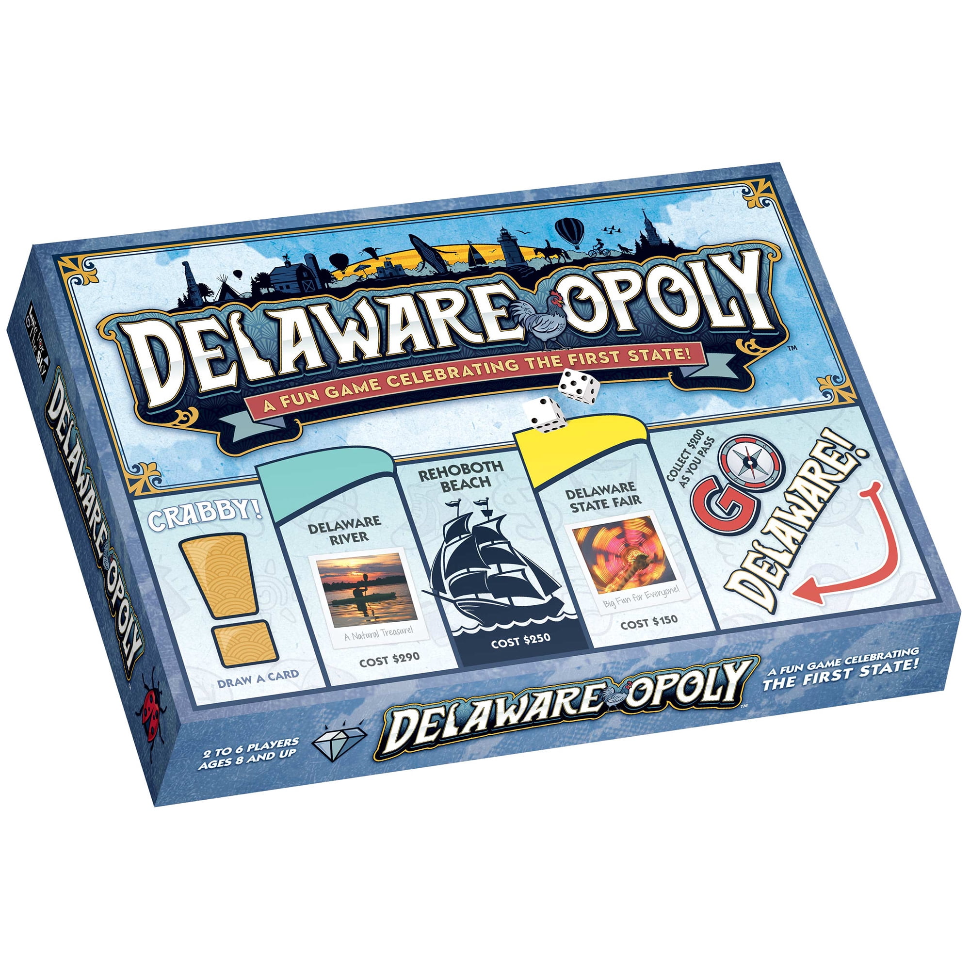 Late For The Sky: Delaware-Opoly - State Themed Opoly-Style Board Game, Landmark Properties, Family Strategy, 2-6 Players, Traditional or 1hr Version