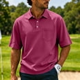 thumbnail image 2 of Hearthz Mens Golf Polo Lapel Collar Men Short Sleeve Shirt Breathable Business Big and Tall Mens Golf Polo with Pocket Pink L, 2 of 10