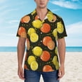 thumbnail image 4 of Balery Orange Lemon Print Men's Hawaiian Shirts Short Sleeve Beach Shirt Relaxed Fit Vacation Button Down Shirts-Large, 4 of 9