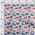 thumbnail image 2 of oneOone Cotton Jersey Medium Blue Fabric Birds Rooster Dress Material Fabric Print Fabric By The Yard 58 Inch Wide, 2 of 5