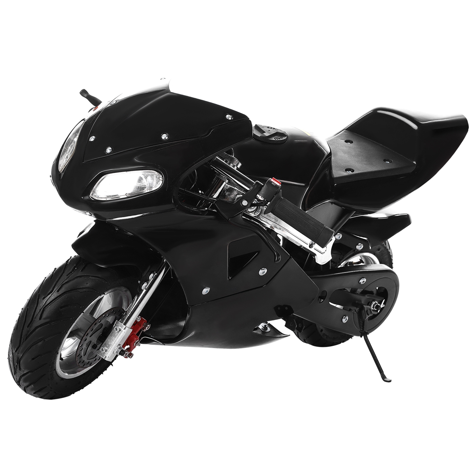 Cixusio 49cc Mini Motorcycle Gas Bikes 2-Stroke Gas Powered Kids Dirt Bike with Chain Cover Strong Power Dual Headlights Pull Start Pocket Gas Motorbike 24mph