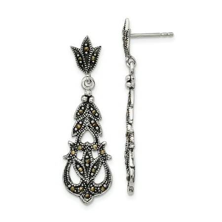 Marcasite Sterling Silver Jewelry Set - 925 Sterling Silver Marcasite Post Stud Earrings Drop Dangle Fine Jewelry Ideal Gifts For Women Gift Set From Heart