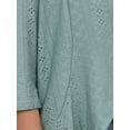 thumbnail image 5 of INSPIRE CHIC Valentine's Day Women's Eyelet 3/4 Sleeve Ruffle Open Front Casual Cardigans S Grey Green, 5 of 6