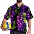 thumbnail image 4 of Grape Men's Hawaiian Poplin Casual Printed Button Down Short Summer Beach Shirts, Unisex, 4 of 6