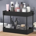 thumbnail image 3 of Debajo del fregadero Gabinete Rack Titular Organizador Apilable Condimento Cosméticos Herramientas 2 Niveles Hogar Armario Soporte para Baño Cocina Negro Inevent HA010538-01B, 3 of 6