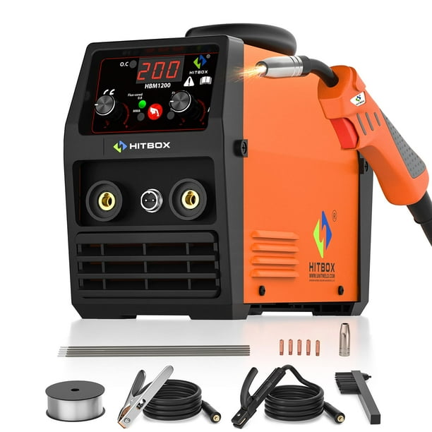Soldador HITBOX 145A MIG sin gas 110 V/220 V con TIG y ARC 3 en 1