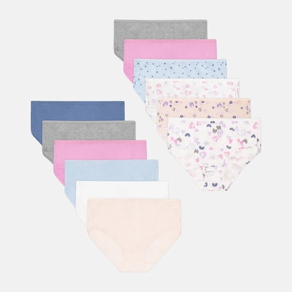 Hanes Girls' 12pk 1 Butterfly and Dot Cotton Briefs - 10