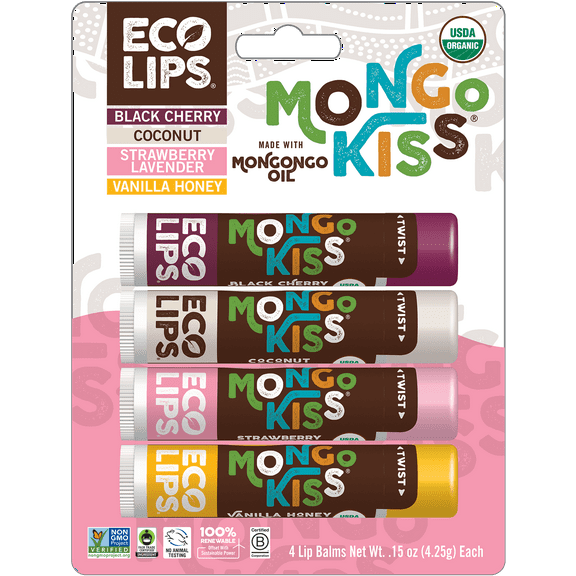 Eco Lips Organic Mongo Kiss Lip Balm 4-pack Variety (0.15 oz. Each)