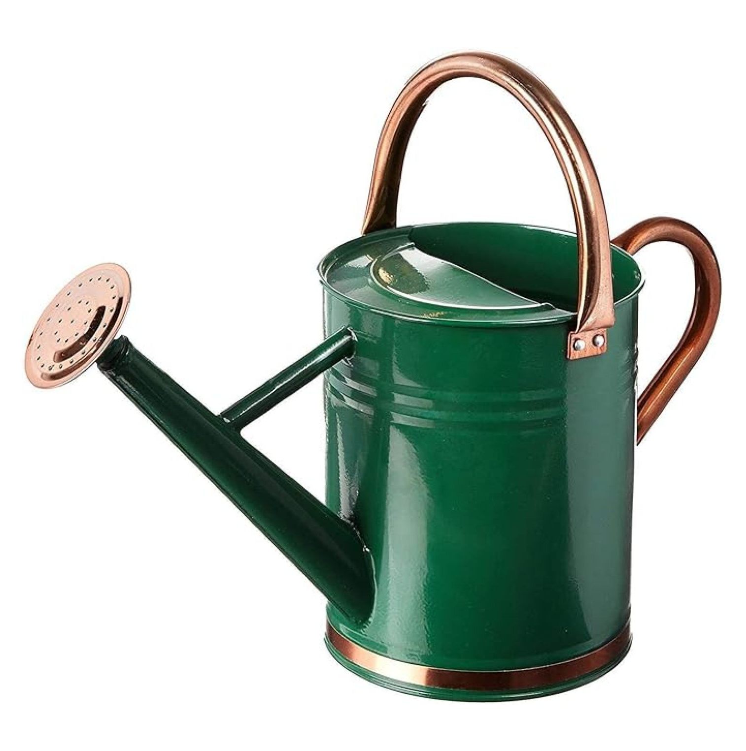 Galvanized Steel Watering Can, 1 Gallon - Green with Copper Accents