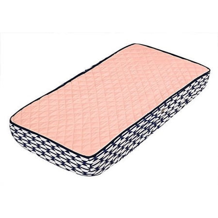 Bacati - Emma Aztec Solid Coral/Navy Quilted Changing Pad Cover
