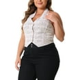 thumbnail image 4 of Agnes Orinda Women's Plus Size Waistcoat Vest Retro Halter Button Down Tweed Suit Blazers Vests 1X White, 4 of 6