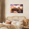 thumbnail image 6 of HFDF New York Wall Art USA City Wall Decor Sunset NYC Skyline Photography Prints Downtown Cityscape Skyscraper Pictures Canvas Brooklyn Bridge Panoramic Artwork for Decorations 20x16inch Framed, 6 of 6