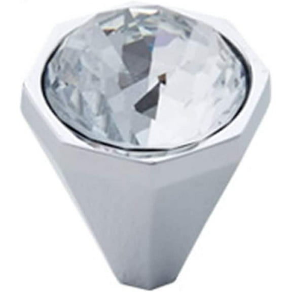 Gamvdout 1 Pieces Dresser Hardware Handles Crystal Door Knob Clear Cabinet Knobs Round Cupboard Cabinet Drawer Handle Closet Pull Handles for Kitchen Cupboards Chrome