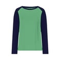 thumbnail image 3 of Womens Plus Size Raglan T-Shirt Long Sleeve Crewneck Shirts Trendy Color Block Tees Casual Going Out Holiday Tops, 3 of 5