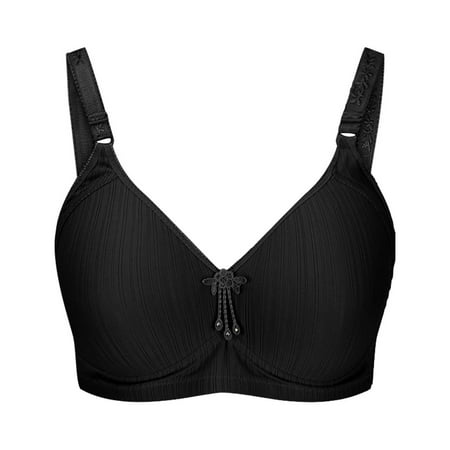 REORIAFEE Bras for Women No Underwire Tee Shirt Padded Gathered Daily Bra for Older People Bras V Neck Comfy Corset Bra Adjustable Straps Lightly Lined Classic Seamless Brassiere Anti-Sagging Bra