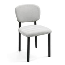 Glamour Home Set of 2 Beren Beige Upholsterd Fabric Dining Chair with Iron Legs