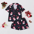 thumbnail image 2 of CUZIBR Girls Christmas Party Outfits Stylish Button Down Short Sleeve Lapel Collar Top Blouse Shorts Soft Cartoon Bow Floral Print Leopard Home Dailywear Girls' Clothing Sets,Black,5 Years, 2 of 9