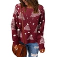 thumbnail image 1 of hirigin Christmas Women Fluffy Knit Sweater Snowflake Pattern Casual Long Sleeves Pullover Knitwear Tops Streetwear, 1 of 5