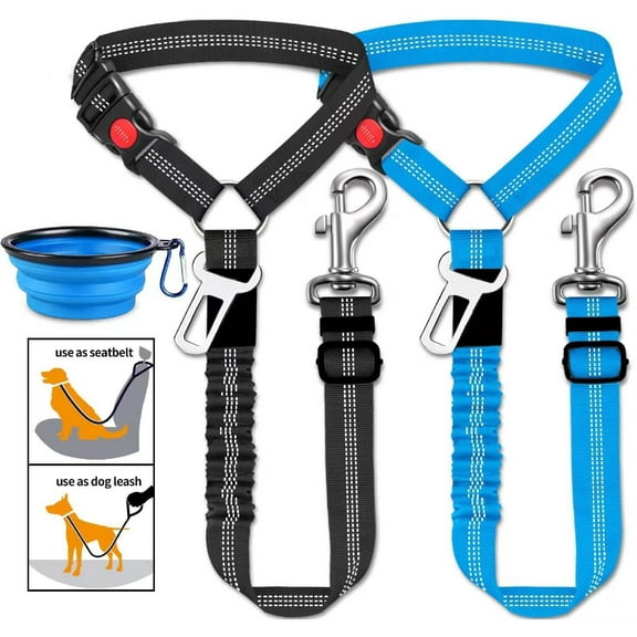 Rishoose Dog Leashs,Adjustable Soft Padded Pet Harness with Dog bowl for Small Medium Dogs,Blue