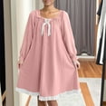 thumbnail image 5 of Kaemgyyd Women Flannel Nightgown Sherpa Fleece Lined Nightshirt Cute Square Collar Lantern Long Sleeve Sleep Dress Fuzzy Loungewear M-XXl, 5 of 6