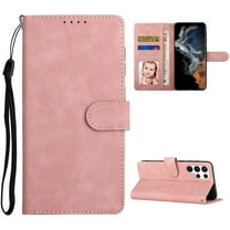 For Samsung Galaxy S22 Ultra 5G Phone 6.8" Case 2022 Wallet Case,PU Leather Kickstand Shockproof Scratch Resistant Folio Flip Cover with Cards Holder Wallet Case For Samsung Galaxy S22 Ultra,Pink