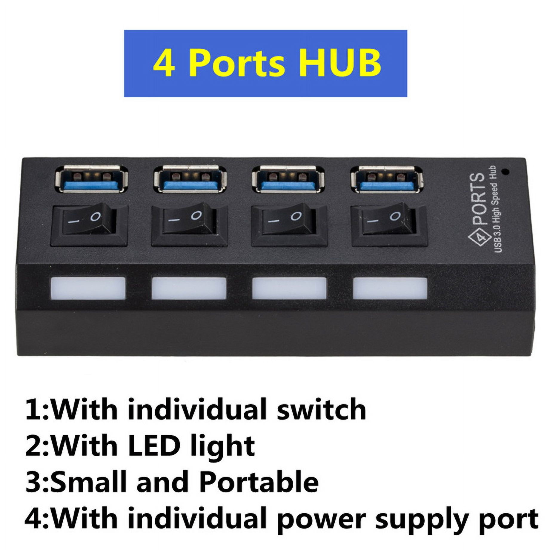 Mini USB HUB 3.0 Super Speed 5Gbps 4 Ports HUB Portable Microwave with External Power Adapter for PC ,Fast Charging Devices