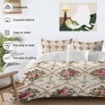 thumbnail image 4 of Vintage Pink Red Floral Bedding 3 Piece Duvet Cover Set Queen Size, Farmhouse Flower Green Leaf Soft Microfiber Comforter Cover with Zipper Closure & Pillowcases, Wrinkle & FadeResistant Quilt Cover, 4 of 9