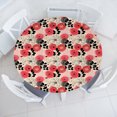 thumbnail image 3 of Ambesonne Floral Fitted Round Tablecloth, Circled Abstract, 40"- 44" Diameter, Pink and Black, 3 of 5