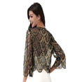 thumbnail image 2 of YEAHDOR Womens Hollow Lace Cardigan Long Sleeve Sequins Bolero Shrug Casual Shawl Gold One Size, 2 of 5