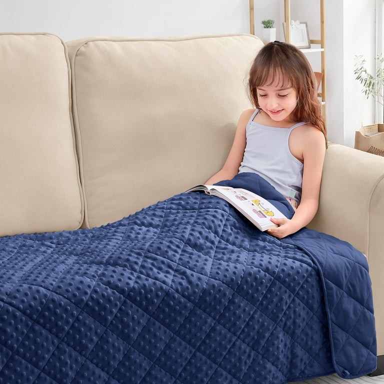 Teler 5 lb Weighted Lap Blanket for Kids, 36" x 48", Blue photo 5