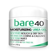 Bare 40, 40% Urea Gel, 4 oz Jar, Foot Gel, Moisturizer, Works on Corns and Calluses, For Cracked Dry Heels, Re-hydrates Thick, Rough, Dead, Itchy Dry Skin, Non-flaky Residue, Superior to Foot Cream