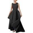 thumbnail image 3 of SERTG Girls Princess Dress Solid Color Round Neck Sleeveless Slim Fit Floor-Length Kids Formal Gown Party Skirts(Black,7-8 Years), 3 of 3