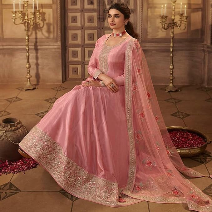 Party Wear Pakistani Anarkali Gown Dress Indian Designer Salwar Kameez Suits Light Pink M 40 Walmart