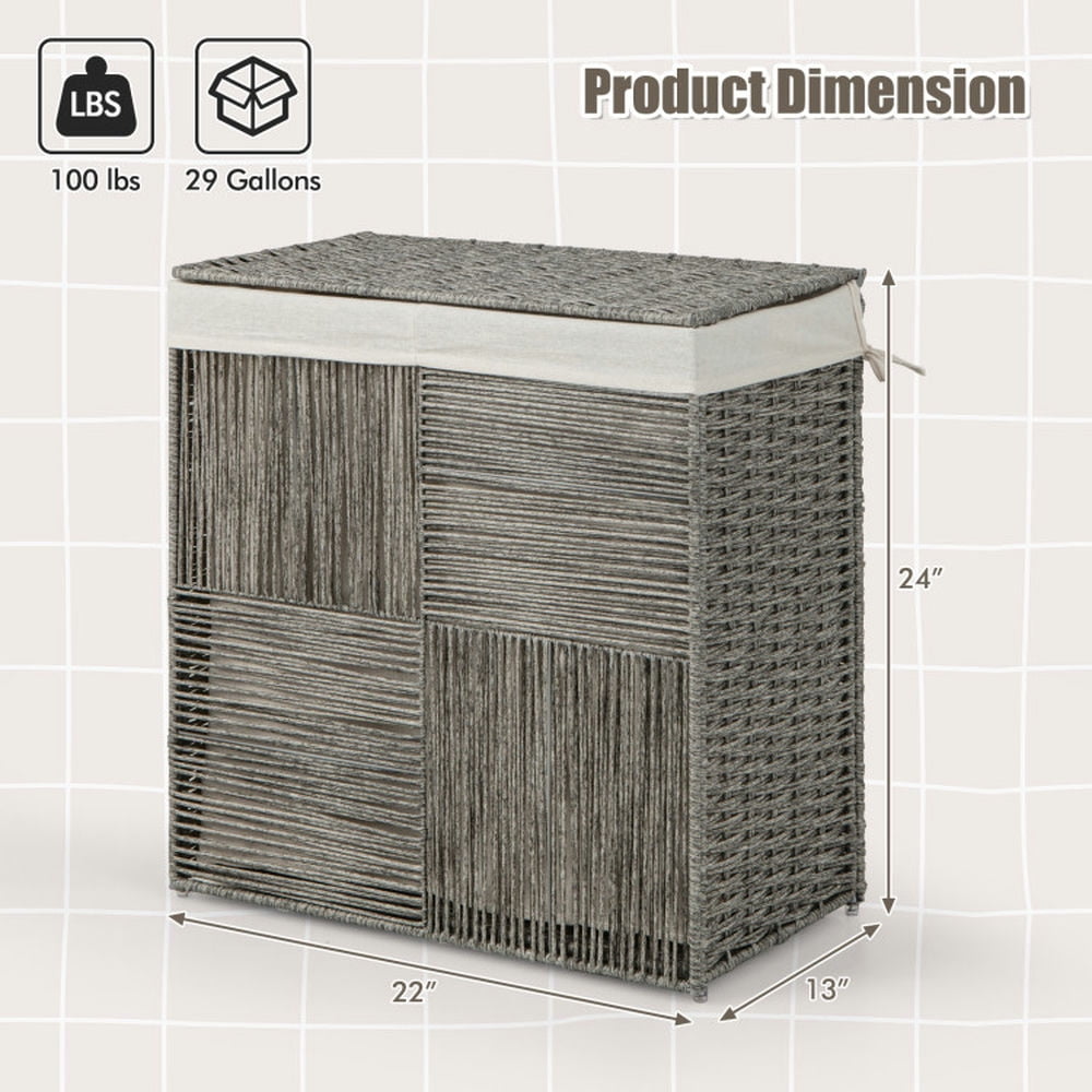 Finihen Laundry Hamper, Laundry Basket, 29 Gallons Laundry Hamper with Convenient Handles and Removable Liner Bag, for Bathroom, Laundry Room, Gray Finihen Laundry Hamper, Laundry Basket, 29 Gallons Laundry Hamper with Convenient Handles and Removable Liner Bag, for Bathroom, Laundry Room, Gray