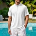 thumbnail image 2 of Avirosel Men's Golf Shirt Casual Zip Up Moisture Wicking Short Sleeve Stand Collar Lightweight Mens Polo Shirt White, 2 of 5