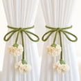 thumbnail image 6 of Flower Curtain Tiebacks Handmade Rope Curtain Holdbacks Decorative No Drill Curtain Tiebacks for Farmhouse Window Decor Yellow, 6 of 9