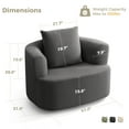 thumbnail image 2 of COOLHUT Swivel Accent Chairs Barrel Chair Oversized, Upholstered Large Round Armchairs with Pillow, Wide Seat Accent Chair, Modern Upholstered Barrel Armchair Living Room, Bedroom, Dark Gray, 2 of 10