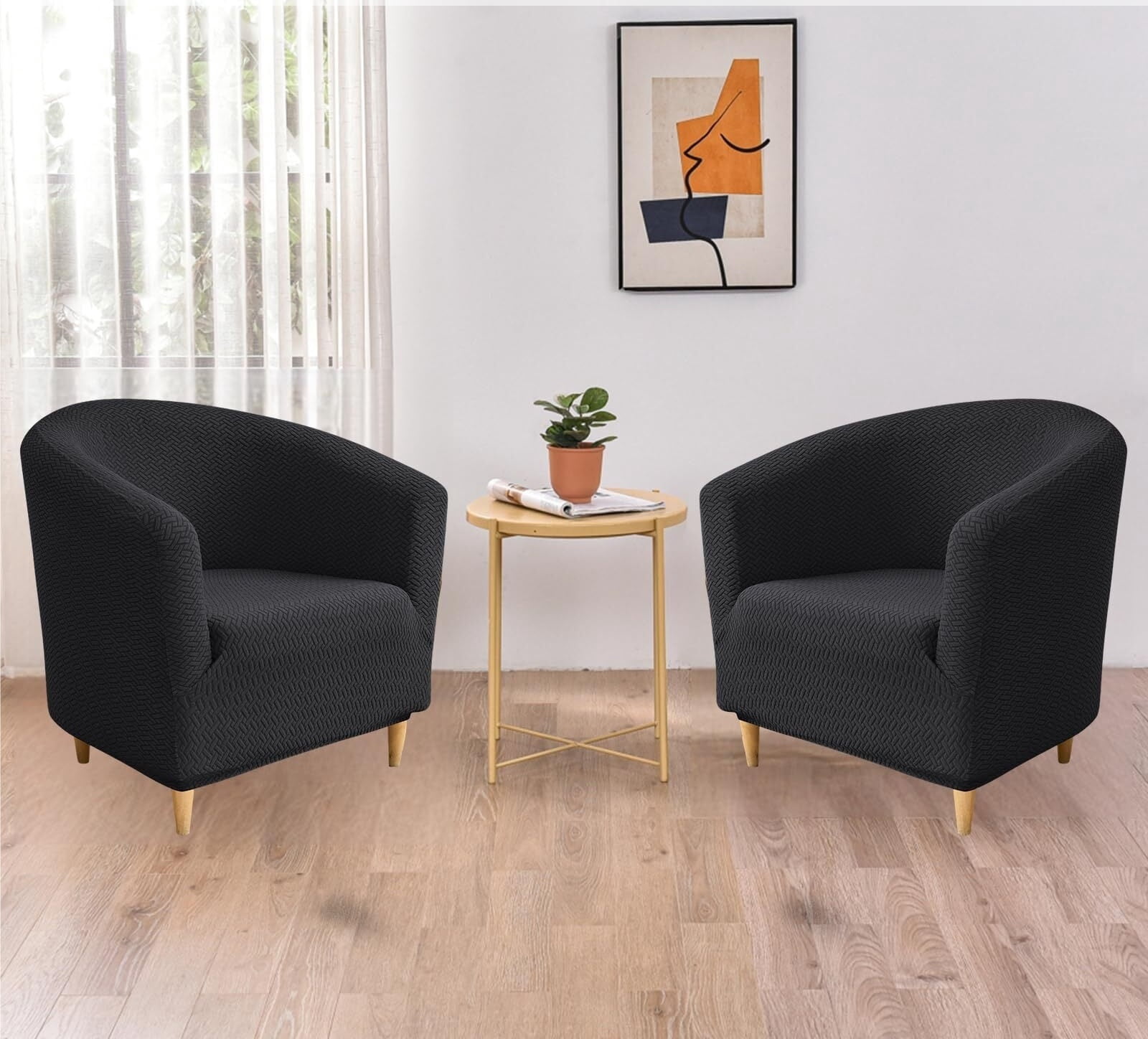 LKJYER Club Chair Slipcover Jacquard Barrel Chair Covers Stretch Tub Chair Slipcovers Soft Armchair Sofa Covers Removable Couch Cover Protector for Living Room Hotel Restaurant