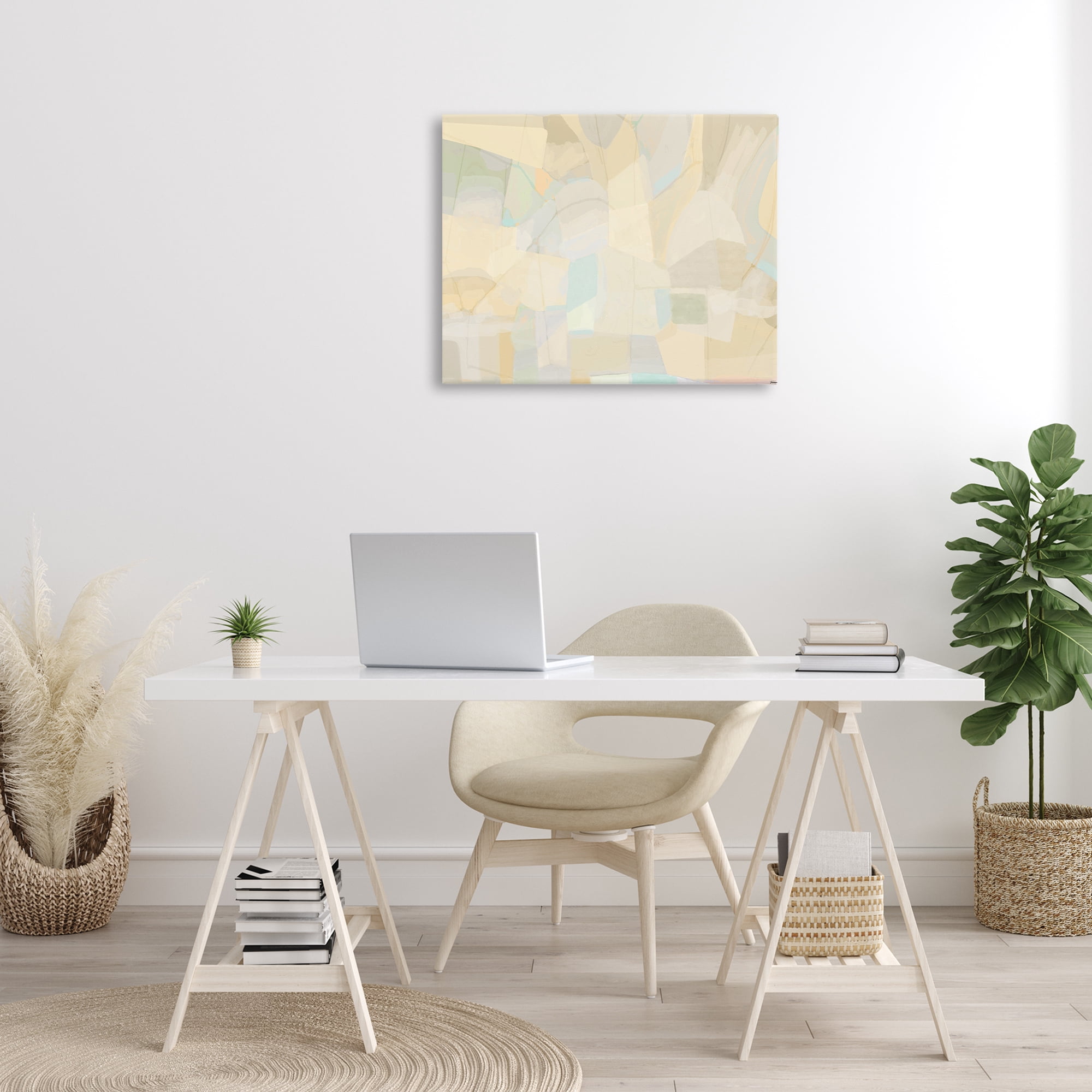 Stupell Industries Neutral Geometric Pattern Abstract Painting Gallery Wrapped Canvas Art Print Wall Art, 30 x 24