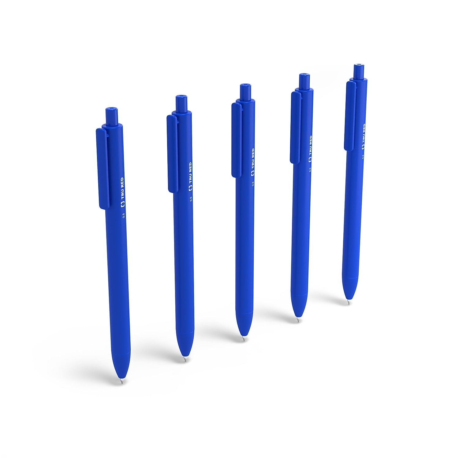 TRU RED Retractable Quick Dry Gel Pens Fine Point 0.5mm Blue 5/Pk TR54487