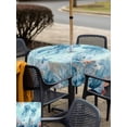 thumbnail image 4 of Outdoor Tablecloth with Umbrella Hole and Zipper, Coastal Jellyfish Blue Square Table Cloth 60x60 Inch Waterproof Tablecloth, Summer Beach Nautical Coral Starfish Picnic Table Cover for Patio Camping, 4 of 7