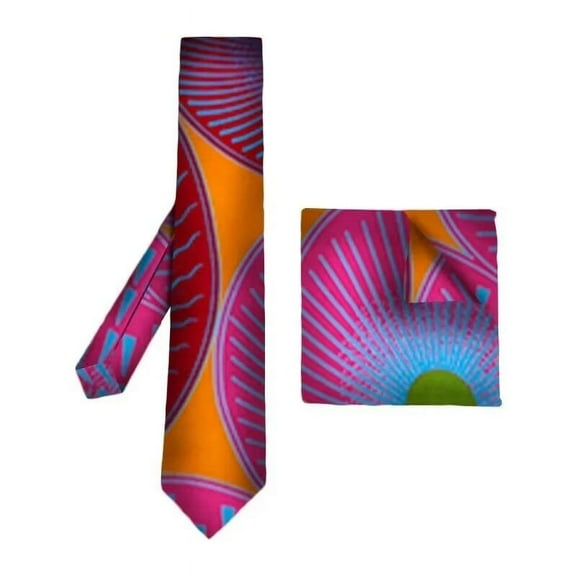 XIAOHUAGUA African Print Tie Set Ankara Necktie and Pocket Squares for Wedding Men Christmas Father's Day Gift