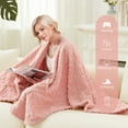 thumbnail image 5 of Walensee Wearable Blanket Sherpa Fleece Blanket, Fuzzy Super Soft Plush Shawl TV Throw Blanket with Pockets, Fluffy Warm Cozy Cape Wrap for Women Adults (Pink, 59” x 63”), 5 of 10
