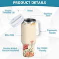 thumbnail image 4 of Flowers on Yellow Tumbler with Handle and Straw Insulated Travel Mug Reusable Stainless Steel Water Bottle 30 oz, 4 of 7