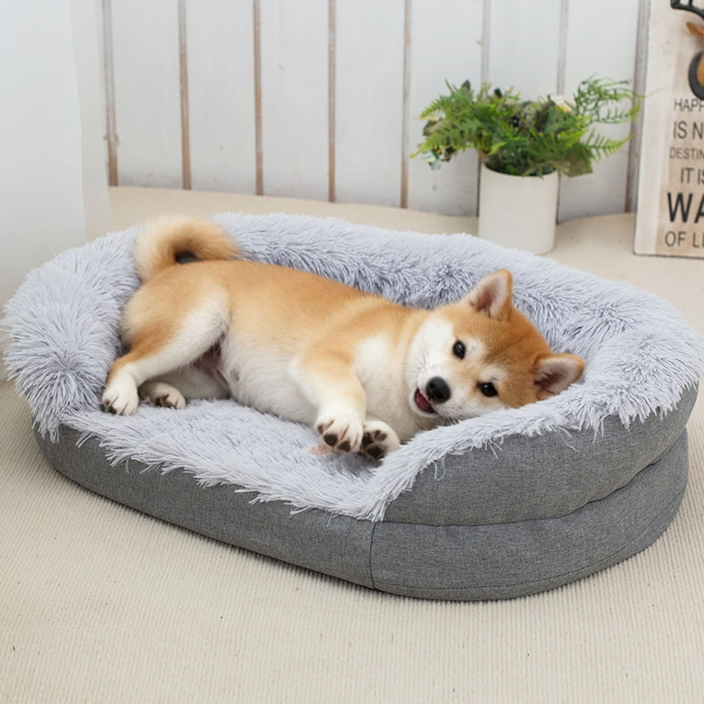 Miiottaa Furry Plush Dog Couch Extra Large AntiSlip Base Soft Warm Bedding Rest Sofa Bed