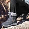 thumbnail image 3 of Winter Hiking Boots for Women Men Trendy Lace up Outdoor Ski Booties Plush Warm Antislip High Top Snow Boots Gray Size 7.5, 3 of 7